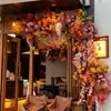 Cor de café de outono estilo retrô materiais florais materiais florais de casamento móveis macios atmosfera de outono adereços de casamento decorações flores artificiais