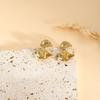 Brincos geométricos ovais de aço titânio de moda transfronteiriça europeia e americana, círculo de pigmento dourado feminino, nicho, brincos elegantes franceses de alta qualidade
