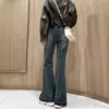 Jeans Micro-Lar de Corpo em Forma de Pera Feminino 2024 Novo Plus Size Menina Cheinha Cintura Alta Solto Emagrecimento Calças de Perna Larga Estreita