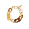 Europeu e Americano Dourado Cor de Café Tons Quentes Acrílico Fivela de Metal Amarelo Exagerado Pulseira Bangles Exportação Especial de Guangdong