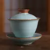 Ru Kiln chá conjunto conjunto casa kung fu leve luxo high-end novo Ru porcelana conjunto completo bule de chá high-end beber chá