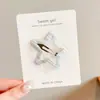 Pinzas para el pelo de tela con forma de estrella para niñas, diseño de cuadros azul fresco, pinzas para el pelo infantiles para arreglar el flequillo y accesorios para el cabello