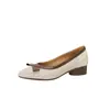 Verano 2024 nuevo interior y exterior cuero punta tacón grueso lazo boca poco profunda tacón hueco zapatos vintage mujer