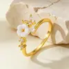 Anel de Flor de Zircônia de Cobre Estilo Coreano para Mulheres, Doce e Fresco Anel de Dedo Indicador Flor de Concha Borboleta Pequena, Estilo Tendência Ins