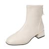 Botas de Cano Médio, Novas Botas Slim Versáteis, Sapatos de Salto Único e Salto Grosso para Primavera e Outono 2021, Botas de Celebridade da Internet para Mulheres