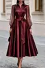 Vestido de malha de manga comprida A-line longo europeu e americano transfronteiriço Amazon feminino, vestido de noite formal para banquetes