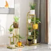 Suporte de Flores para Uso Doméstico Interno, Suporte de Vasos de Flores para Sala de Estar, Estante de Armazenamento de Chão, Suporte Dobrável de Múltiplas Camadas para Plantas Verdes, Economizador de Espaço
