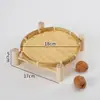 Cesta Cernidora Tejida de Bambú Cesta de Bambú Charola para Pasteles Plato para Frutas Mango Redondo Cesta Pequeña de Bambú Multicapa Cesta para Frutas con Base de Madera Accesorios Pequeños
