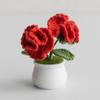 Cravo de duas cabeças tricotado à mão em vaso, ornamentos de flores de simulação de lã acabados, presente de feriado, explosões transfronteiriças de barraca
