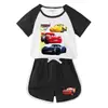 Roupa de Verão Nova Infantil para Menino Roupa de Duas Peças Casual Esportiva Shorts de Ciclismo Camiseta de Manga Curta Shorts