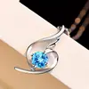 Moda coreana simple collar vintage de diamante de circón azul colgante de amor para mujer joyería para damas venta al por mayor