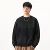 Ropa para Hombre Fengshe / Sudadera Pesada de 360 g para Hombre, Primavera y Otoño, Lavado Degradado, Estampado Casual Americano, Cuello Redondo, Manga Larga