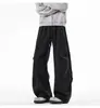 Calça Cargo Casual Americana para Homens, Design Plissado de Outono, Calça de Moletom Scimitar Emagrecedora, Calça Longa Cool Retro High Street