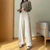 Pantalones Rectos de Talla Grande para Mujer de Primavera y Otoño, Cintura Alta, Sueltos, Adelgazantes, Modernos, para Mujeres de Talla Grande, con Caída, Casual, Pantalones de Pierna Ancha hasta el Suelo