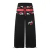 Pantalones deportivos retro americanos con estampado de letras para mujer, holgados y casuales, versátiles, adelgazantes, con caída, de pierna ancha, hasta el suelo