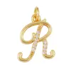 J04 Estilo europeu e americano, zircônia cúbica, pingente de letra, berloque de colar, pingente pequeno, acessório decorativo
