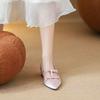 Zapatos Bajos con Lazo para Aumentar la Altura Estilo Nuevo Primavera y Otoño 2025 con Pedrería Puntiagudos de Punta Poco Profundos Mary Jane para Mujer