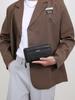 Bolsa Clutch Masculina Couro Envolto à Mão Couro Macio Clutch Zíper Duplo Carteira Multi-Compartimentos para Cartões Negócios Clutch de Grande Capacidade