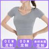 Processamento de personalização/Desenho de prova/OEM/Impressão de logotipo Camisetas esportivas femininas de manga curta nude fitness