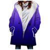 Venta caliente transfronteriza 2023 nueva gabardina para mujer invierno engrosada estilo europeo y americano color degradado abrigo con capucha al por mayor