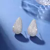 Brincos de Cobre Banhados a Ouro 18K com Zircônia para Uso Pesado, Design Vazado em Forma de Gota, Ouro e Prata, Brincos Populares Europeus e Americanos, Brincos Transfronteiriços para Mulheres