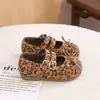 Zapatos de Cuero Mary Jane con Velcro Estilo Coreano para Niñas 2026 Primavera y Otoño Nueva Moda Estampado de Leopardo Zapatos Individuales para Niños Pequeños Zapatos de Princesa