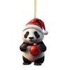 Colgante de Panda Navideño para Árbol de Navidad de Nuevo Producto Transfronterizo, Panda de Dibujos Animados Acrílico, Decoración para el Hogar, Decoración para el Coche