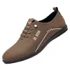 Zapatos de cuero de negocios para hombre, zapatos casuales transpirables de suela blanda, mocasines slip-on de tacón bajo estilo británico, mocasines de moda