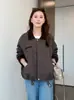 Chaqueta Corta de Color Block con Solapa y Cremallera Estilo Coreano para Mujer 2026 Otoño Holgada Versátil Ropa de Trabajo Talla Pequeña Chaqueta Top
