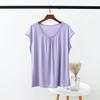Camiseta de Manga Corta de Modal Nueva de Verano Tallas Grandes para Mujer Holgada de Media Manga Camisa Base Estilo Coreano Fruncido Top Tallas Grandes