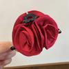Exquisito clip de tiburón de flores hecho a mano, clip de flor de rosa de satén de alta calidad, clip de pelo de cabeza grande, accesorios para el cabello