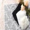 Tejido de Encaje con Patrón de Olas, Malla Geométrica Calada, Tejido Bordado para Vestidos de Novia y Ropa de Primavera/Verano.