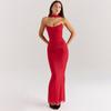 Conjunto de dos piezas con top de tubo elegante, falda larga y lazo, estilo europeo y americano, estilo cruzado, sexy, ajustado, sin espalda