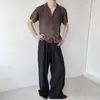 Camiseta de Punto Vintage con Degradado Estilo Old Money para Hombre, Chaqueta Cardigan Retro Americana Perezosa con Cuello Polo Calado