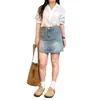 Falda Corta Retro de Mezclilla para Mujer en Verano Nueva Talla Grande para Gorditas Cubre Vientre y Aspecto Adelgazante Figura de Pera Falda de Corte A
