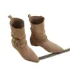 Botas retro de ante de media pantorrilla para mujer, nueva colección primavera/otoño 2026, con tacón grueso, detalle de hebilla, diseño convertible y punta fina, botas de moda