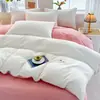 2026 Nueva Funda de Edredón Individual de Algodón Lavado Cepillado de Color Sólido y Dos Tonos, Imitación de Algodón, Adecuada para Uso en el Hogar y Dormitorios, Suave y Amigable con la Piel