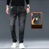 Jeans Masculino de Cintura Alta Tendência Marca de Luxo Corte Reto Solto Primavera/Outono 2026 Novo Versátil Elástico Casual Calça Longa
