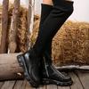 Botas Altas Negras para Mujer, Calcetines Gruesos con Forro de Terciopelo, Botas con Apertura Lateral de Cremallera, Nuevas Botas Elásticas de Invierno con Tacón Alto para Adelgazar