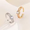 Nuevo anillo de circón de joyería de comercio exterior europeo y americano, anillo de platino, anillo de boda redondo para el dedo, joyería de diamantes al por mayor
