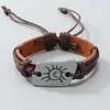 Pulsera Vintage Tejida a Mano de Cuero con Patrón de Sol y Luna, Accesorio de Moda Unisex para Pareja, Adorno Más Vendido