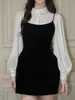 Camisa Francesa de Cuello Superpuesto/Camisa de Manga Larga con Cuello de Muñeca de Acetato de Tencel Top de Manga de Linterna para Mujer