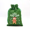 Bolsa de Regalo Navideña Verde al por Mayor Transfronteriza Bolsa con Cordón de Papá Noel Bolsa de Dulces de Nochebuena Bolsa para Manzanas Bolsa de Lino