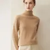 Suéter de cachemira pura 2026 otoño e invierno nuevo para mujer, cuello alto, camiseta básica, estilo suave, corte holgado, adelgazante, suéter grueso