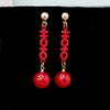 Pendientes Creativos de Año Nuevo Estilo Chino Personalizados Estilo Étnico Pendientes de Maquillaje Facial Creativos Elegantes Pendientes de Novia Pendientes Rojos