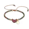 Pulsera de cuentas de piedra tallada tejida a mano transfronteriza, cristal morado cortado, luna, racimo de cristales Bud, pulsera sencilla para mujer