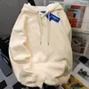 Moletom Quente com Capuz Veludo Azul Bebê Estilo Preppy Doce para Mulheres Outono e Inverno 2025 Top de Moda Solto e Versátil