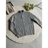 Suéter cárdigan de punto trenzado gris, unisex, otoño/invierno, estilo old money, chic intelectual, prenda exterior de punto relajada y casual