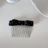 Grampo de Cabelo Preto e Branco com Bolinhas e Laço Estilo Coreano, Pente para Franja Lateral, Presilha Versátil para Rabo de Cavalo, Elástico de Cabelo Elegante para Mulheres