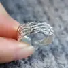 Anillo Vintage Cepillado Dulce Fresco de Estrella para Mujer, Relieve de Textura Irregular Geométrica, Anillo Abierto Exquisito, Anillo para Dedo Índice, Moderno